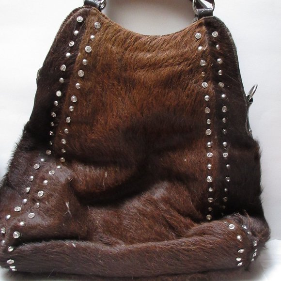 Oversized Brown COWHIDE Leather Shoulder Strap Hand Bag Purse Tote Hobo Travel - Picture 6 of 15